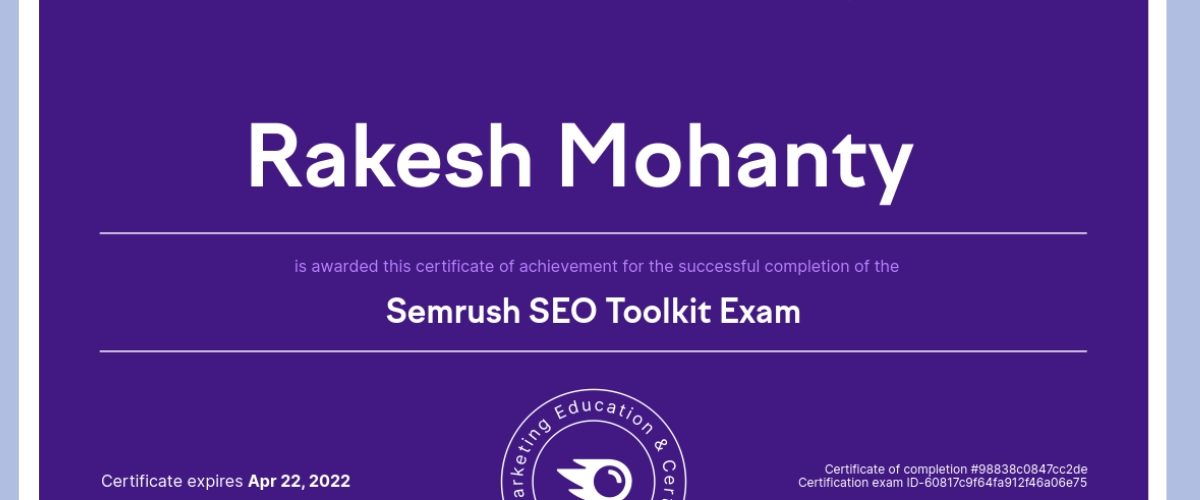 Semrush SEO Toolkit Certification